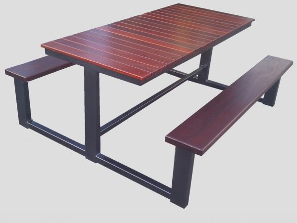 outdoor table timber steel