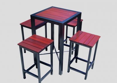 Powdercoated frame shown with stools