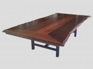 outdoor table with natural edge timber top