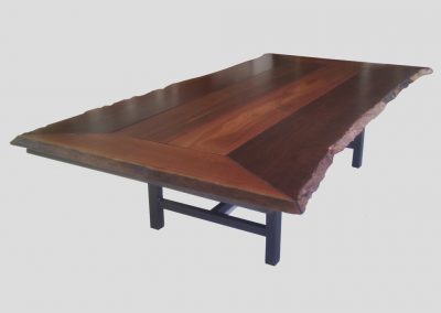 outdoor table with natural edge timber top